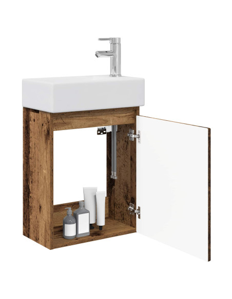 Mobile bagno con rubinetto Legno antico 45,5 x 22,5 x 84 cm