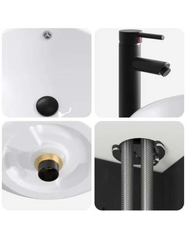 Mobile lavabo da parete Nero 49 x 44,5 x 66,5 cm