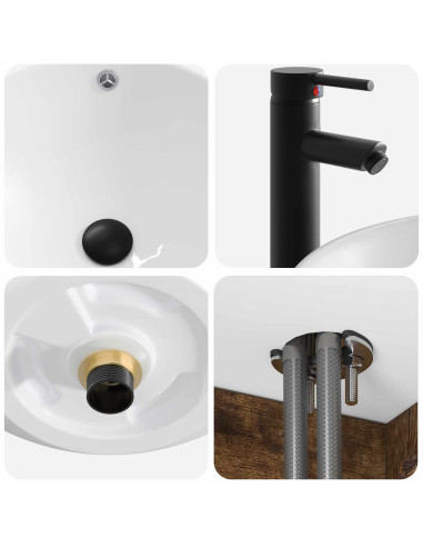 Mobile lavabo da parete Rovere Fumo 49 x 44,5 x 66,5 cm