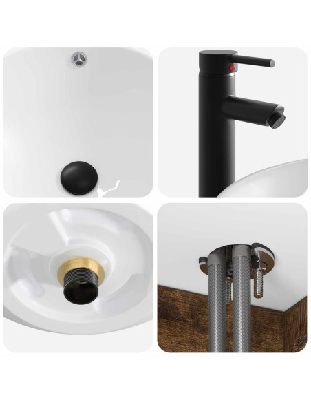 Mobile lavabo da parete Rovere Fumo 49 x 44,5 x 66,5 cm