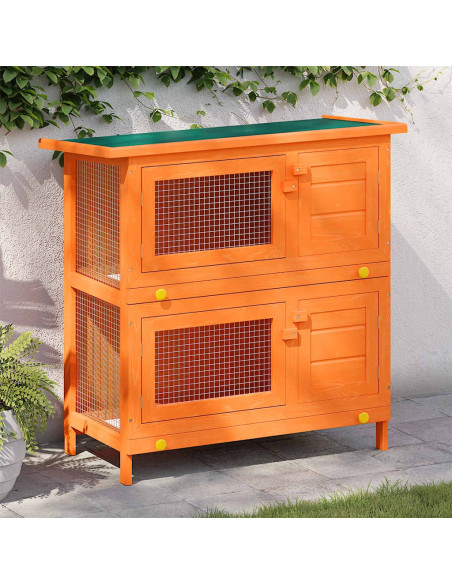 Conigliera da esterno gabbia per piccoli animali domestici con 4 porte in legno