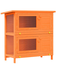 Conigliera da esterno gabbia per piccoli animali domestici con 4 porte in legno 2