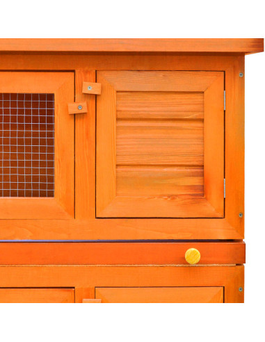 Conigliera da esterno gabbia per piccoli animali domestici con 4 porte in legno