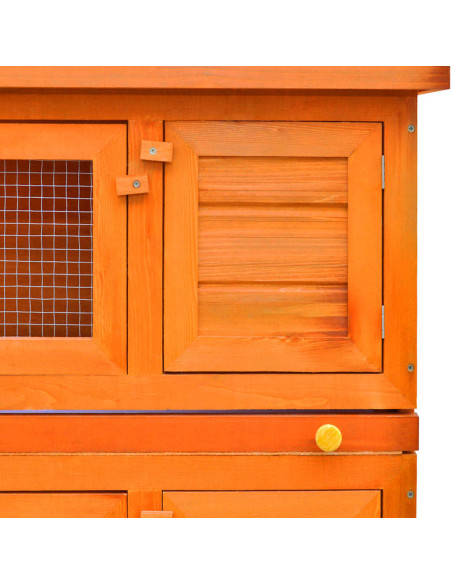 Conigliera da esterno gabbia per piccoli animali domestici con 4 porte in legno
