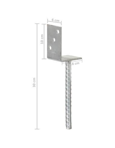 Ancoraggi per recinzione 12 pz argento 8x6x30 cm acciaio zincato