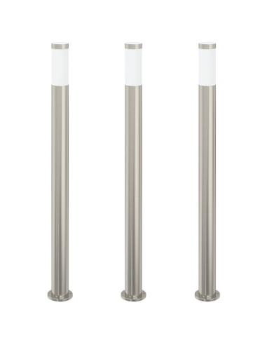Lampioni a palo 3 pz 110 cm Acciaio Inox IP44