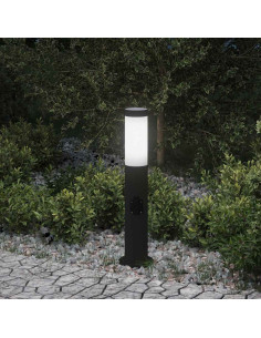 Lampada a paletto con presa elettrica 50 cm Acciaio Inox IP44