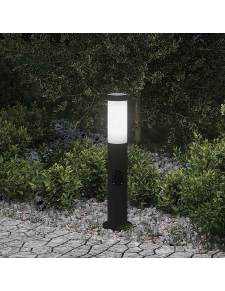 Lampada a paletto con presa elettrica 50 cm Acciaio Inox IP44