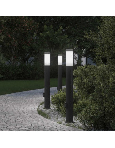 Lampioni a palo con presa elettrica 3 pz 80 cm Acciaio Inox IP44