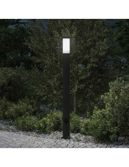 Lampada a paletto con presa elettrica 110 cm Acciaio Inox IP44