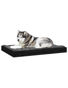 Cuccia per Cani Nera 101,5x74x9 cm in Legno Massello di Pino