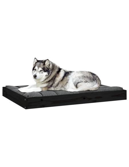 Cuccia per Cani Nera 101,5x74x9 cm in Legno Massello di Pino