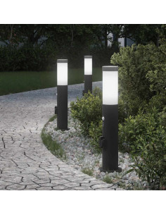 Lampioni a dissuasore con sensore e presa 3 pz 50 cm Acciaio Inox IP44