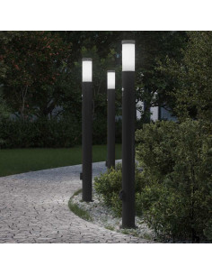 Lampioni a dissuasore con sensore e presa 3 pz 110 cm Acciaio Inox IP44