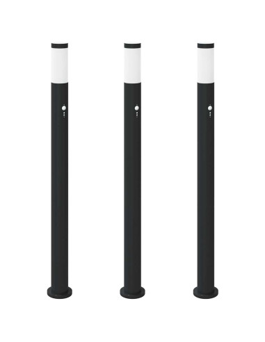 Lampioni a paletto con sensore 3 pz 110 cm Acciaio Inox IP44