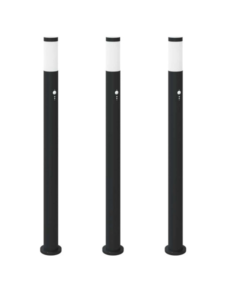 Lampioni a paletto con sensore 3 pz 110 cm Acciaio Inox IP44