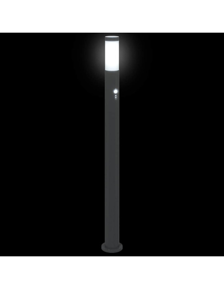 Lampioni a paletto con sensore 3 pz 110 cm Acciaio Inox IP44