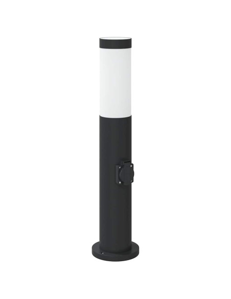 Lampada a paletto con presa elettrica 50 cm Acciaio Inox IP44