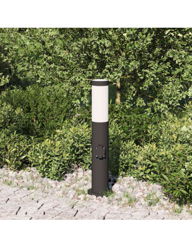 Lampada a paletto con presa elettrica 50 cm Acciaio Inox IP44