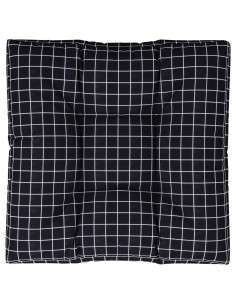 Cuscino per Pallet Motivo a Quadri Nero 70x70x12 cm in Tessuto 2