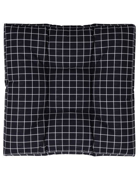 Cuscino per Pallet Motivo a Quadri Nero 70x70x12 cm in Tessuto