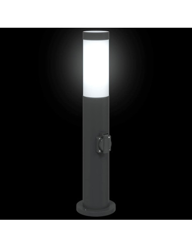 Lampada a paletto con presa elettrica 50 cm Acciaio Inox IP44