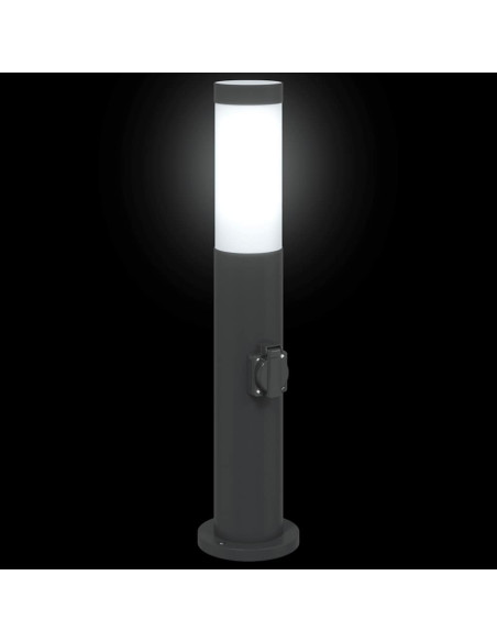 Lampada a paletto con presa elettrica 50 cm Acciaio Inox IP44