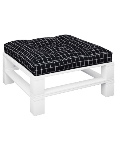 Cuscino per Pallet Motivo a Quadri Nero 70x70x12 cm in Tessuto