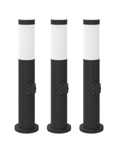 Lampioni a palo con presa elettrica 3 pz 50 cm Acciaio Inox IP44 2