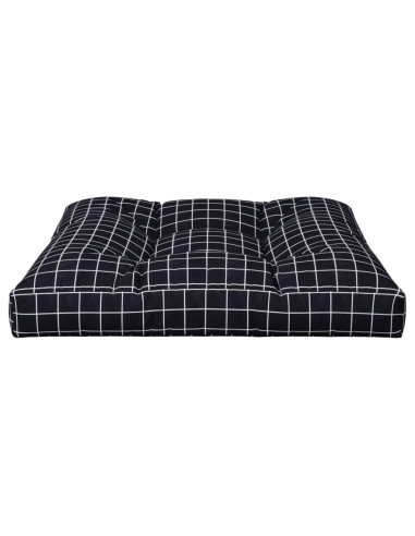 Cuscino per Pallet Motivo a Quadri Nero 70x70x12 cm in Tessuto
