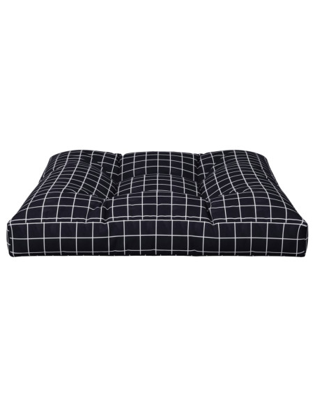 Cuscino per Pallet Motivo a Quadri Nero 70x70x12 cm in Tessuto