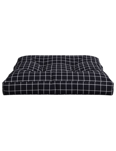 Cuscino per Pallet Motivo a Quadri Nero 70x70x12 cm in Tessuto