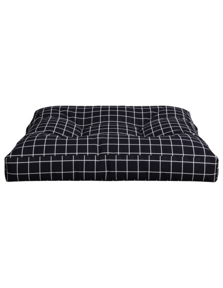 Cuscino per Pallet Motivo a Quadri Nero 70x70x12 cm in Tessuto