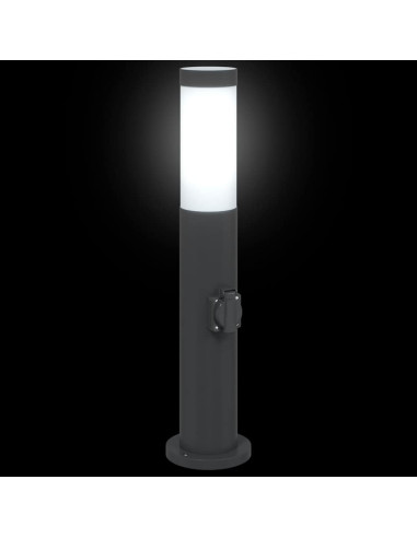 Lampioni a palo con presa elettrica 3 pz 50 cm Acciaio Inox IP44