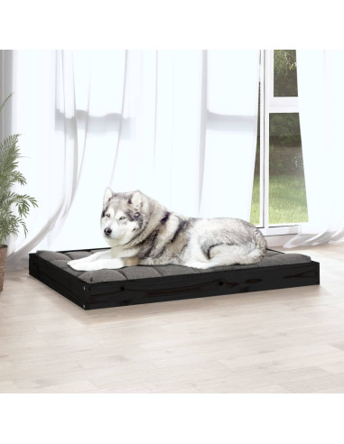 Cuccia per Cani Nera 101,5x74x9 cm in Legno Massello di Pino