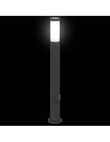 Lampada a paletto con presa elettrica 80 cm Acciaio Inox IP44