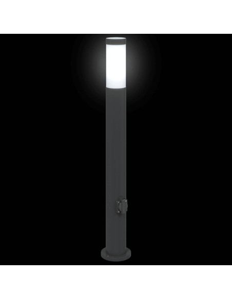 Lampada a paletto con presa elettrica 80 cm Acciaio Inox IP44
