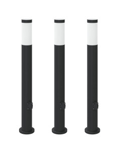 Lampioni a palo con presa elettrica 3 pz 80 cm Acciaio Inox IP44 2