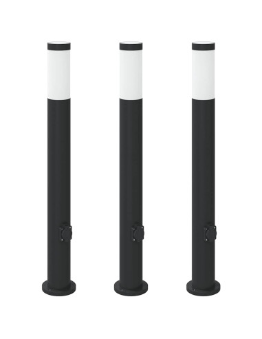 Lampioni a palo con presa elettrica 3 pz 80 cm Acciaio Inox IP44