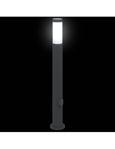 Lampioni a palo con presa elettrica 3 pz 80 cm Acciaio Inox IP44