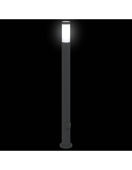 Lampada a paletto con presa elettrica 110 cm Acciaio Inox IP44