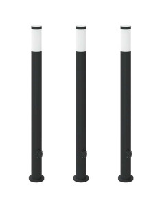 Lampioni a colonnina con presa elettrica 3 pz 110 cm Acciaio Inox IP44 2
