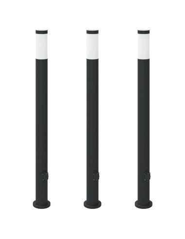 Lampioni a colonnina con presa elettrica 3 pz 110 cm Acciaio Inox IP44