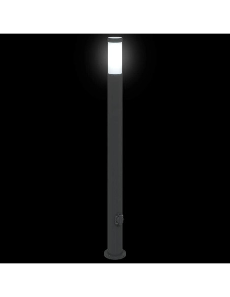 Lampioni a colonnina con presa elettrica 3 pz 110 cm Acciaio Inox IP44
