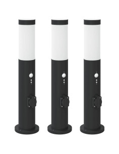 Lampioni a dissuasore con sensore e presa 3 pz 50 cm Acciaio Inox IP44 2