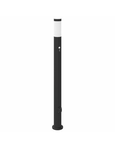 Lampada a paletto con sensore e presa 110 cm Acciaio Inox IP44