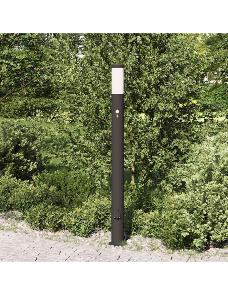 Lampada a paletto con sensore e presa 110 cm Acciaio Inox IP44