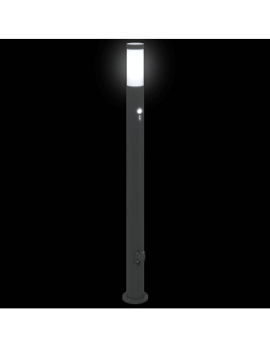 Lampada a paletto con sensore e presa 110 cm Acciaio Inox IP44