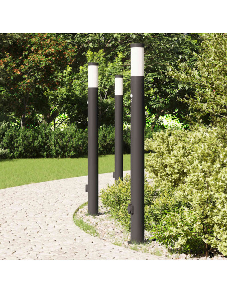 Lampioni a dissuasore con sensore e presa 3 pz 110 cm Acciaio Inox IP44