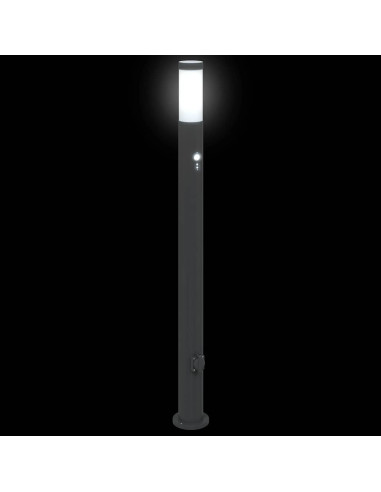 Lampioni a dissuasore con sensore e presa 3 pz 110 cm Acciaio Inox IP44